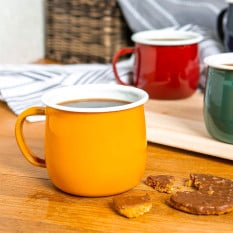 Enamel Belly Mug Yellow 375ml (Pack of 6)