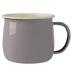 Enamel Belly Mug Grey with Cream Rim 375ml(Pack of 6)