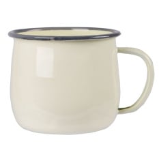 Enamel Belly Mug Cream with Grey Rim 375ml (Pack of 6)