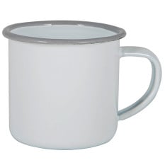Enamel Espresso Cup White with Grey Rim 130ml/4.3oz (Pack of 6)
