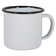 Enamel Espresso Cup White with Black Rim 130ml/4.3oz (Pack of 6)