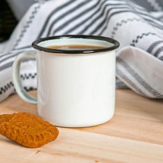 Enamel Espresso Cup White with Black Rim 130ml/4.3oz (Pack of 6)