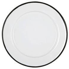 Enamel Side Plate White with Black Rim 20cm/8" (Pack of 6)