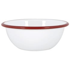 Enamel Bowl White with Red Rim 16cm/6.25" (Pack of 6)