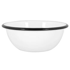 Enamel Bowl White with Black Rim 16cm/6.25" (Pack of 6)