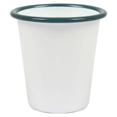 Enamel Tumbler White with Green Rim 300ml (Pack of 6)