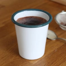 Enamel Tumbler White with Green Rim 300ml (Pack of 6)