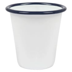 Enamel Tumbler White with Blue Rim 300ml (Pack of 6)
