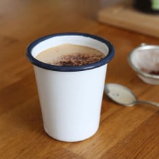 Enamel Tumbler White with Blue Rim 300ml (Pack of 6)