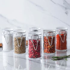 Glass Storage Jar Black Seal 70ml (Pack of 6)