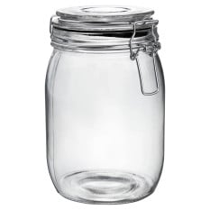 Glass Storage Jar Black Seal 1 Litre (Pack of 6)