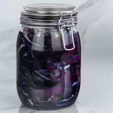 Glass Storage Jar Black Seal 1 Litre (Pack of 6)