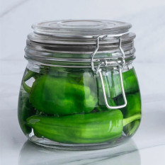 Glass Storage Black Seal Jar 500ml (Pack of 6)