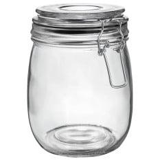 Glass Storage Jar Black Seal 750ml (Pack of 6)
