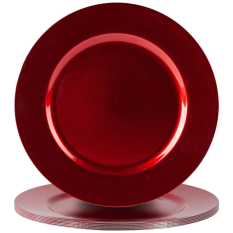 Metallic Charger Plate 33cm Red (Pack of 6)