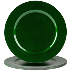 Metallic Charger Plate 33cm Green (Pack of 6)