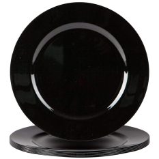Metallic Charger Plate 33cm Black (Pack of 6)
