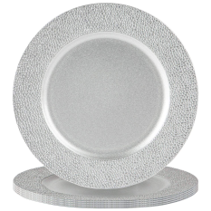 Metallic Charger Plate 33cm Hammered Silver (Pack of 6)