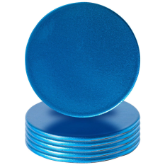 Metallic Drinks Coaster 10cm Blue (Pack of 6)