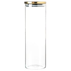 Glass Storage Jar with Metal Lid Gold 2 Litre (Pack of 6)