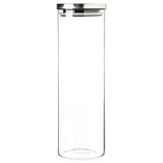 Glass Storage Jar with Metal Lid Silver 2 Litre (Pack of 6)