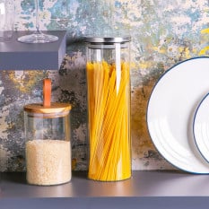 Glass Storage Jar with Metal Lid Silver 2 Litre (Pack of 6)