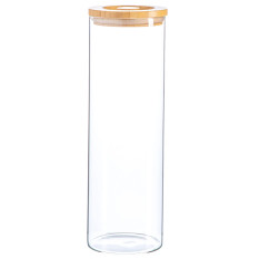 Glass Storage Jar with Carved Wooden Lid 2 Litre (Pack of 6)