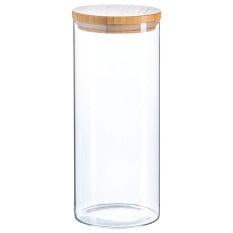 Scandi Glass Storage Jar with Wooden Lid 1.5 Litre (Pack of 6)