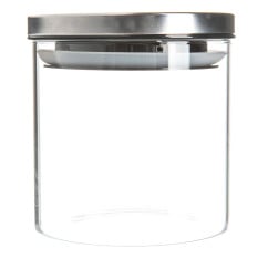 Glass Storage Jar with Metal Lid Silver 550ml (Pack of 6)