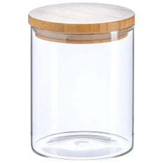 Scandi Glass Storage Jar with Wooden Lid 750ml (Pack of 6)