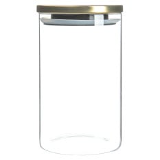 Glass Storage Jar with Metal Lid Gold 1 Litre (Pack of 6)
