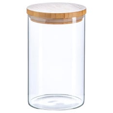 Scandi Glass Storage Jar with Wooden Lid 1 Litre (Pack of 6)