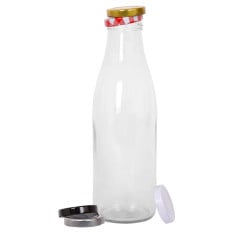 Glass Water Bottle with Metal Lid 960ml (Pack of 6)