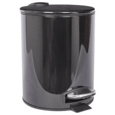 Pedal Bin Round Black Stainless Steel 5 Litre