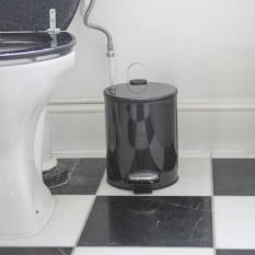Pedal Bin Round Black Stainless Steel 5 Litre