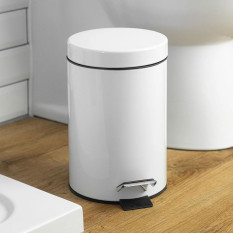 Bathroom Pedal Bin With Inner Bucket White 3 Litre