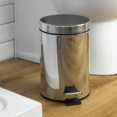 Bathroom Pedal Bin With Inner Bucket Chrome 3 Litre