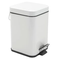 Bathroom Pedal Bin Square White Stainless Steel 3 Litres