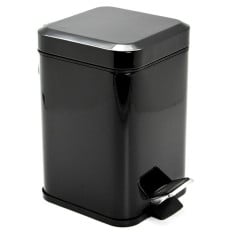 Bathroom Pedal Bin Square Black Stainless Steel 3 Litres