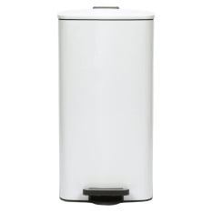 Kitchen Pedal Bin Square Stainless Steel White 30 Litre 