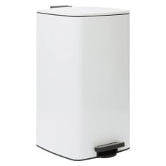 Kitchen Pedal Bin Square Stainless Steel White 30 Litre 