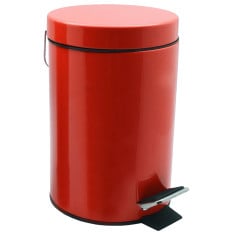 Bathroom Pedal Bin With Inner Bucket Red 3 Litre