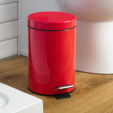 Bathroom Pedal Bin With Inner Bucket Red 3 Litre
