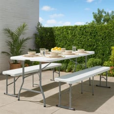 Folding Picnic and Camping Bench White