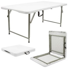 Folding Trestle Table Height Adjustable White 1200mm