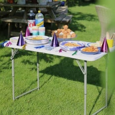 Folding Trestle Table Height Adjustable White 1200mm