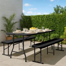 Folding Picnic and Camping Bench Black