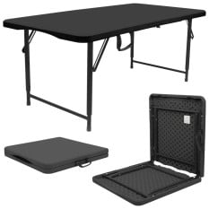 Folding Trestle Table Height Adjustable Black 1200mm