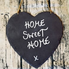 Heart Hanging Slate Notice Menu Board Large 24cm (Pack of 6)