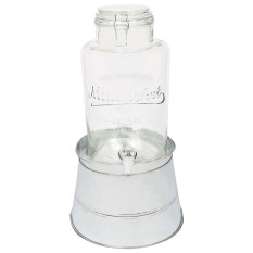 Glass Drinks Dispenser with Silver Bucket Stand 6.5 Litre